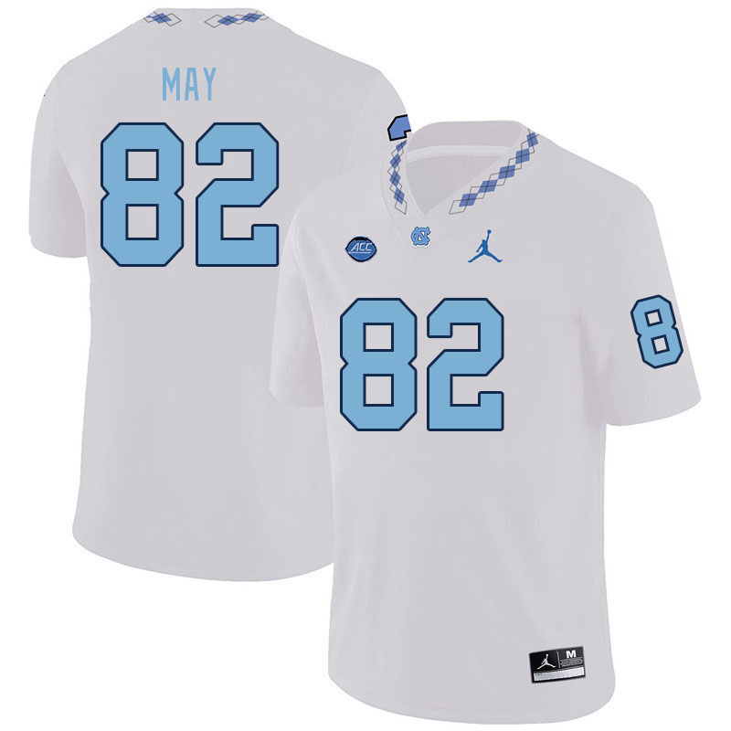 Men #82 Deems May North Carolina Tar Heels College Football Jerseys Stitched-White